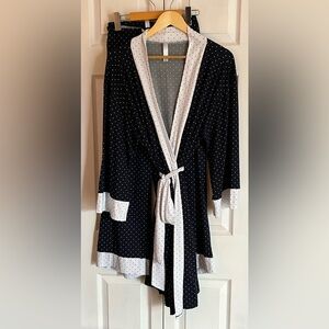 Flora Nikrooz Navy and White Polka Dot Robe and Pants Coord Set